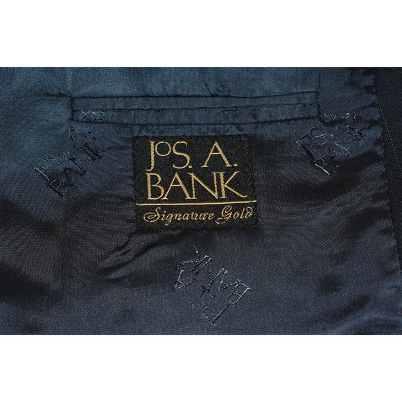 Mens Jos A Bank Signature Gold Sport Coat Jacket Pinstripe Wool 42L - Picture 8 of 9